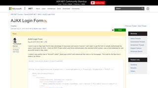 
                            7. AJAX Login Form | The ASP.NET Forums