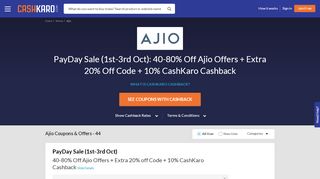 
                            7. Ajio Coupons, Offers: 90% Off Sale - CashKaro.com