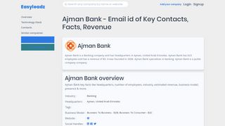 
                            9. Ajman Bank - Email id of Key Contacts, Facts, Revenue