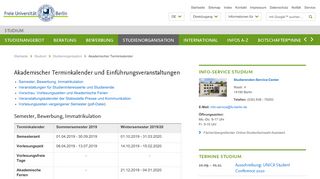 
                            1. Akademischer Terminkalender • Studium • Freie …