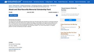 
                            6. Akash and Shai Kuruvilla Memorial Scholarship Fund ...