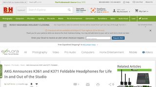 
                            8. AKG Announces K361 and K371 Foldable Headphones for Life In and ...