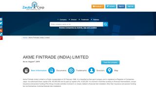 
                            1. AKME FINTRADE (INDIA) LIMITED - Zauba Corp