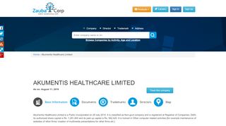 
                            11. AKUMENTIS HEALTHCARE LIMITED - Zauba Corp