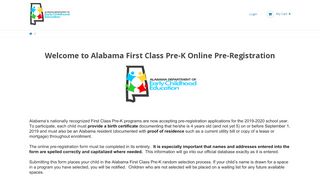 
                            3. Alabama First Class Pre-K Pre-Registration Online Registration