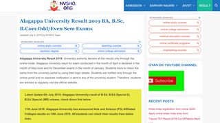 
                            8. Alagappa University Result 2019 (Announced) BA, …