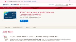 
                            9. Alaska Airlines Visa® Business Credit Card - Bank of America