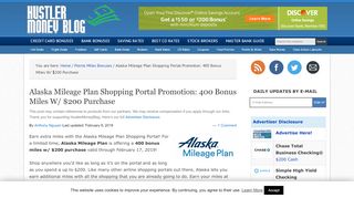 
                            8. Alaska Mileage Plan Shopping Portal Promotion: 400 Bonus Miles W ...