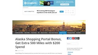 
                            9. Alaska Shopping Portal Bonus, Get Extra 500 Miles with $200 Spend ...