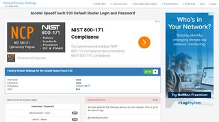 
                            1. Alcatel SpeedTouch 530 Default Router Login and …
