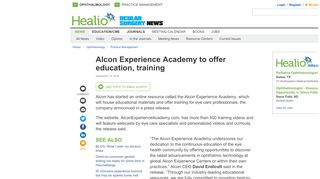 
                            3. Alcon Experience Academy to offer education, training - Healio