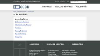 
                            4. ALECS Forms - Texas Office of Consumer Credit Commissioner