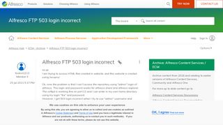 
                            4. Alfresco FTP 503 login incorrect | Alfresco …