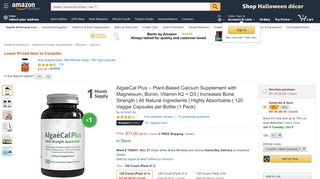 
                            6. AlgaeCal Plus - Natural Calcium, Magnesium, Vitamin ... - Amazon.com