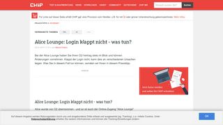 
                            6. Alice Lounge: Login klappt nicht - was tun? - CHIP