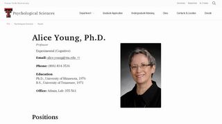 
                            7. Alice Young, Ph.D. | People | Psychological Sciences | TTU