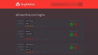 
                            11. aliciaonline.com passwords - BugMeNot