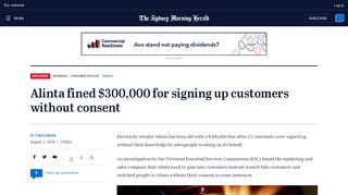 
                            5. Alinta fined $300,000 for signing up customers without consent