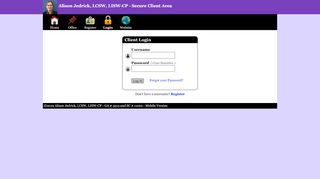
                            9. Alison Jedrick, LCSW, LISW-CP - Secure Client Area