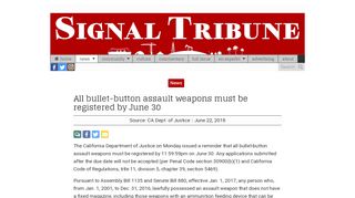 
                            8. All bullet-button assault weapons must be registered by June ...
