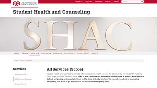 
                            6. All Services (Scope) :: Student Health and Counseling - UNM SHAC