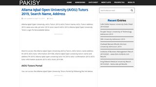 
                            9. Allama Iqbal Open University (AIOU) Tutors 2019, Search ...