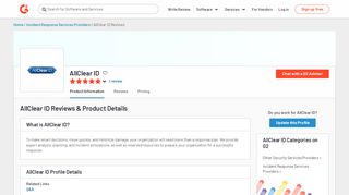 
                            8. AllClear ID Reviews 2019: Details, Pricing, & Features | G2