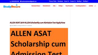 
                            5. ALLEN ASAT 2019 ALLEN Scholarship cum Admission Test Apply …