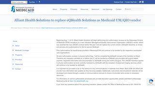 
                            5. Alliant Health Solutions to replace eQHealth Solutions as Medicaid ...