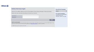 
                            1. Allianz Online Services login screen