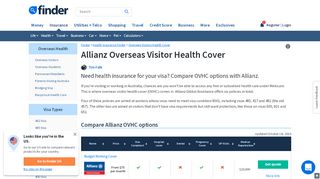 
                            3. Allianz OVHC (Overseas Visitor Health Cover) | finder.com.au