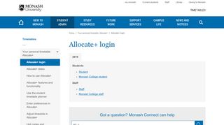 
                            1. Allocate+ login - Timetables - monash.edu