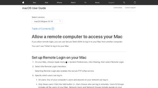 
                            2. Allow a remote computer to access your Mac - Apple Support