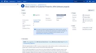 
                            1. Allow creation of Customer Portal for JIRA Software projects