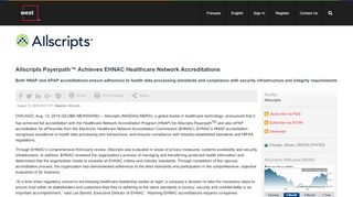 
                            8. Allscripts Payerpath™ Achieves EHNAC Healthcare Network ...