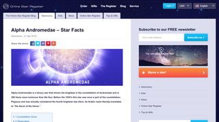 
                            3. Alpha Andromedae - Star Facts - Online Star Register