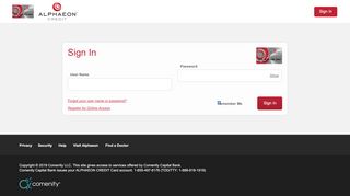 
                            2. ALPHAEON CREDIT Card - Sign In - Comenity