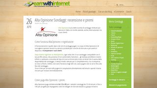 
                            6. Alta Opinione Sondaggi: recensione e premi - Earnwithinternet.com