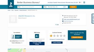 
                            3. Alta360 Research, Inc. | Better Business Bureau® Profile