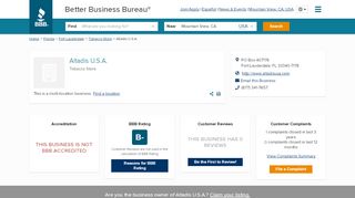 
                            5. Altadis U.S.A. | Better Business Bureau® Profile