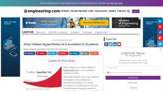 
                            9. Altair Makes HyperWorks 14.0 Available to Students - Engineering.com