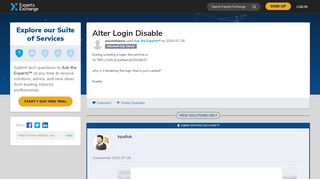 
                            7. Alter Login Disable - Experts Exchange