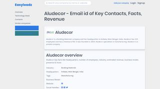 
                            8. Aludecor - Email id of Key Contacts, Facts, Revenue