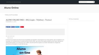 
                            3. ALUNO ONLINE UNEC - MG: Entrar, Acesso e Login