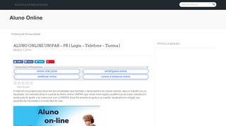 
                            9. ALUNO ONLINE UNIPAR - PR: Entrar, Acesso e Login