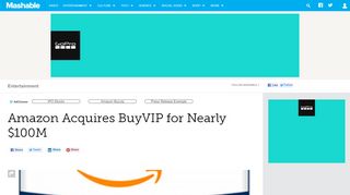 
                            9. Amazon Acquires BuyVIP for Nearly $100M - Mashable