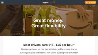 
                            8. Amazon Flex: Be Your Own Boss. Great Earnings. Flexible Hours.