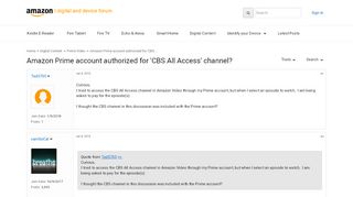 
                            8. Amazon Prime account authorized for 'CBS All Access ...