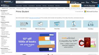 
                            2. Amazon Prime Student--Free One-Day Delivery for Six Months