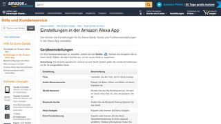 
                            9. Amazon.de Hilfe: Einstellungen in der Amazon Alexa App